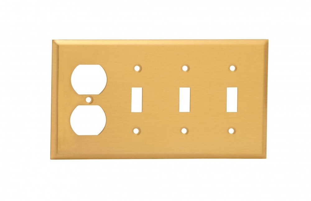 Switch Plate Brushed Brass Triple Toggle Outlet | Renovator's Supply