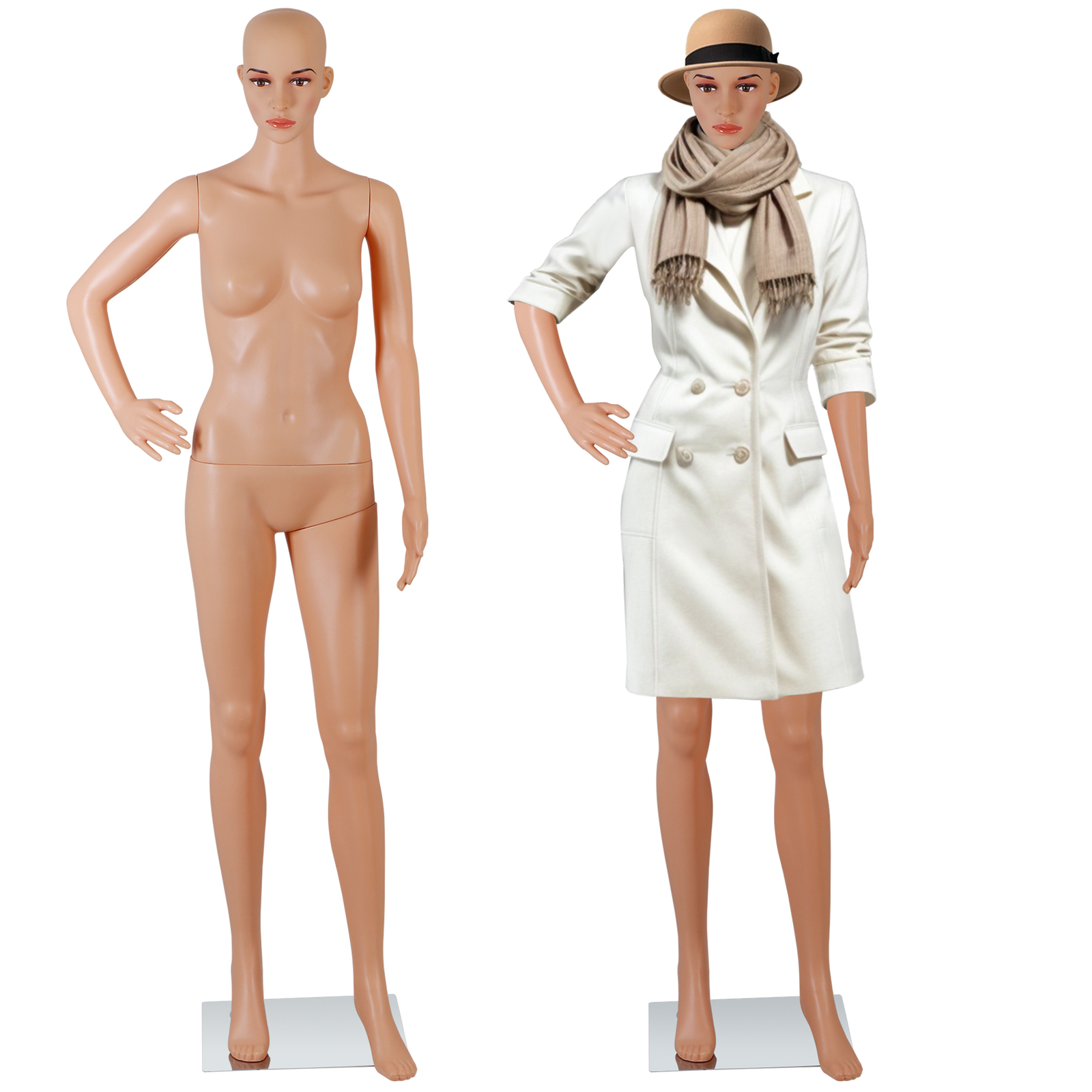 69 Inch Female Mannequin Full Body Dress Form Detachable Mannequin Stand w/Base