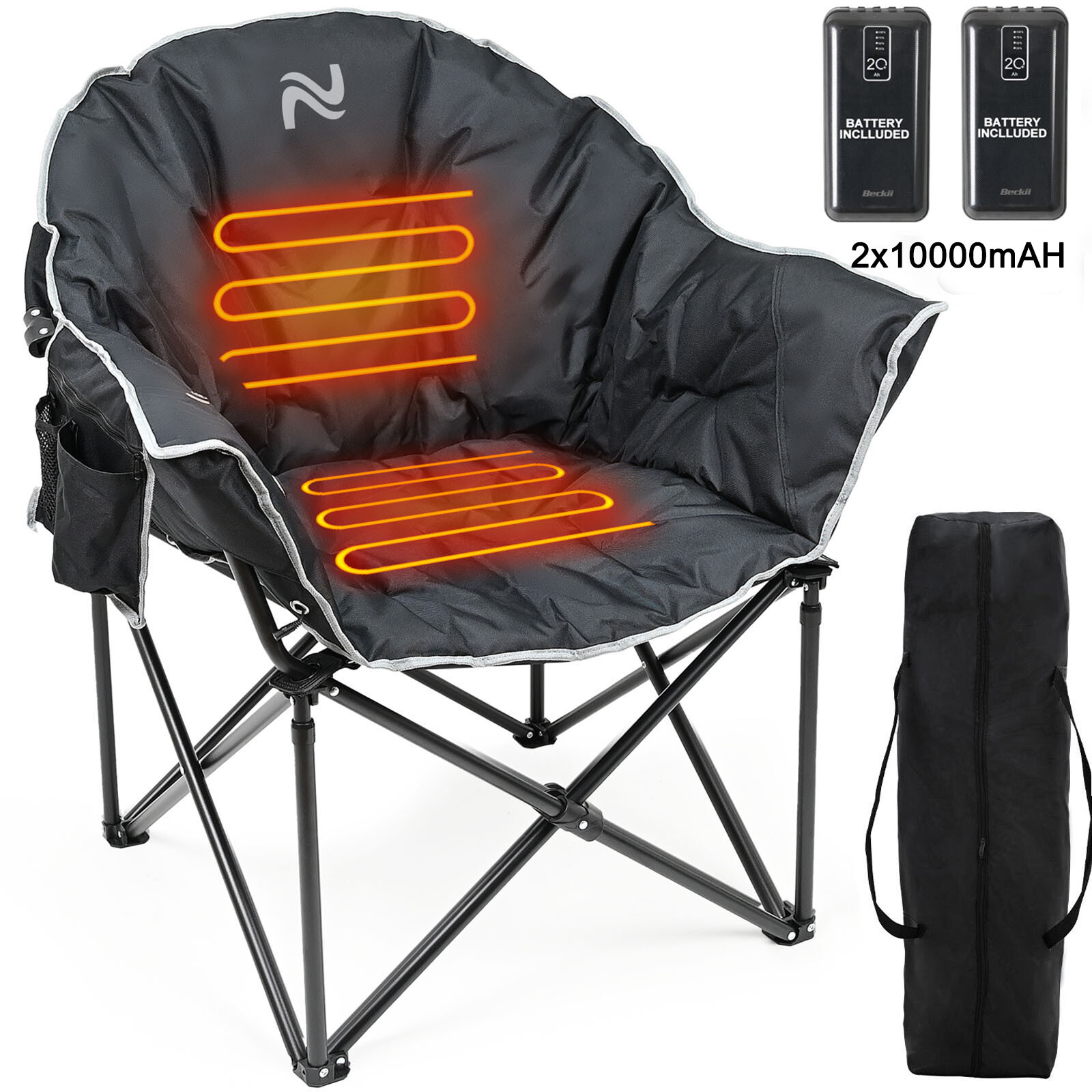 SLSY Oversized Heated Camping Chair Patio Lounge Chairs with 20000mAh Power Bank