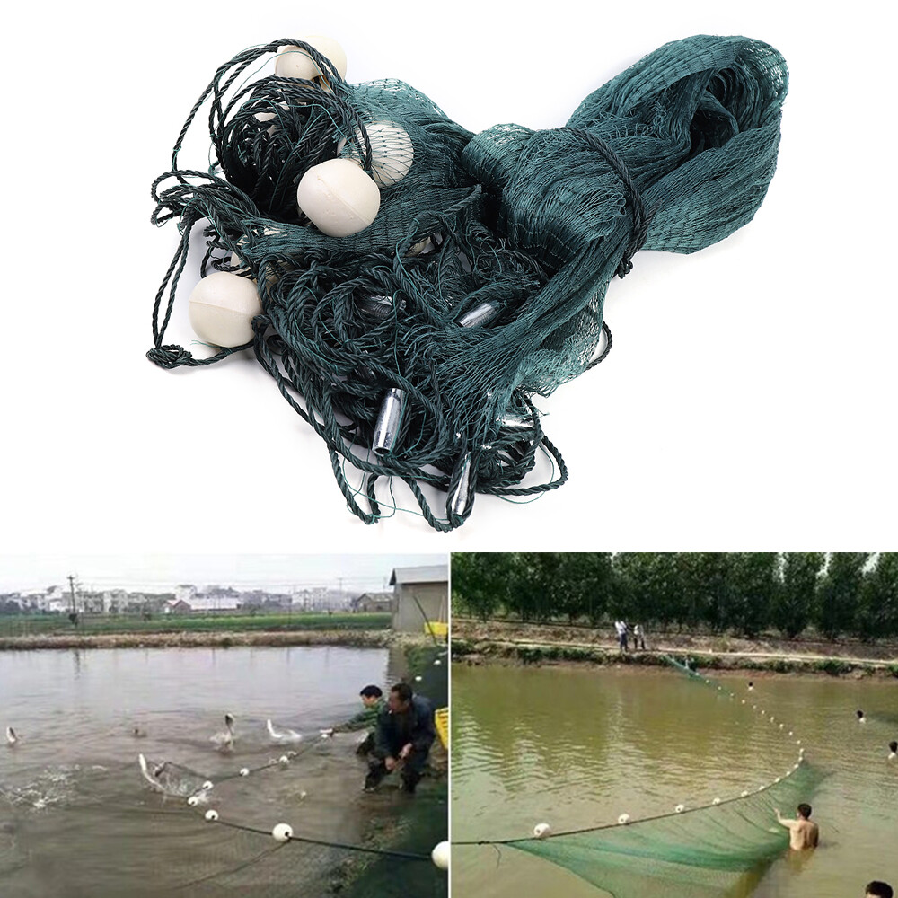 65Ft/33Ft Fishing Drag Net Beach Seine Bait Seine Nylon Mesh Fish Net Hand Made