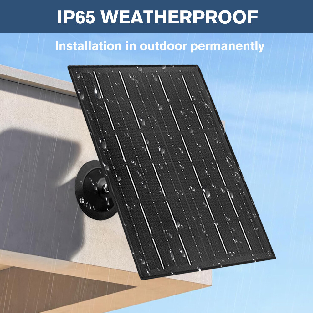30W 5V Solar Panel USB-C Port 360°Adjustable Mounting for Security Camera