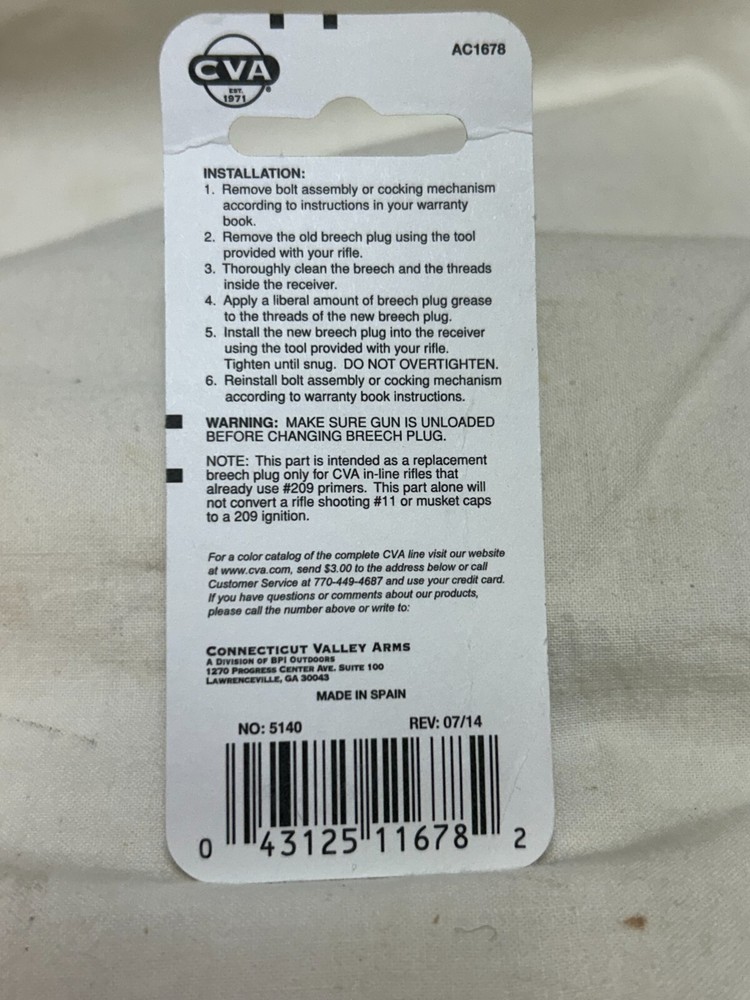 CVA AC1678A Breech Plug