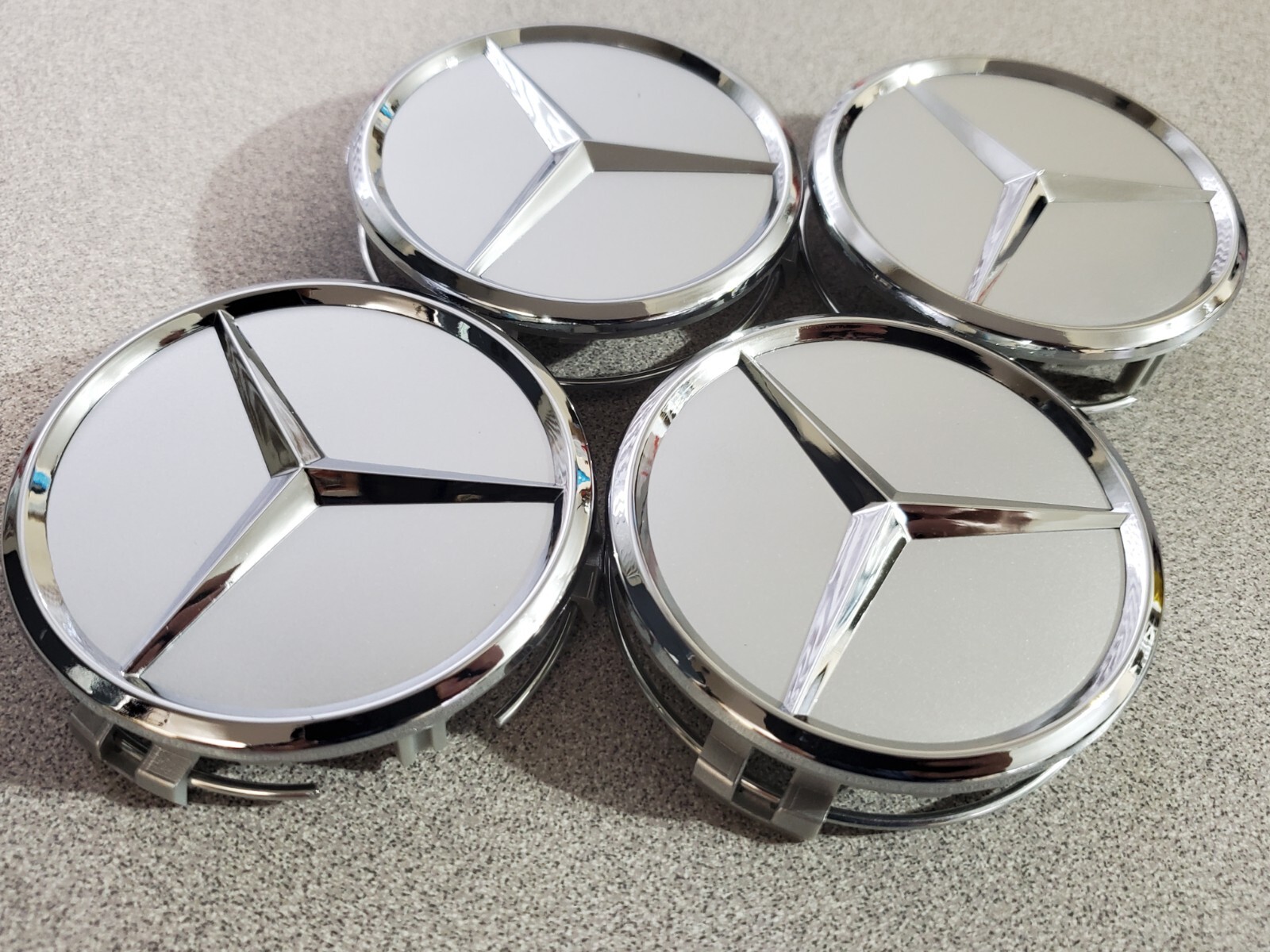 Set Of 4 75MM Wheel Center Rim Hub caps for Mercedes-Benz Silver Chrome Star