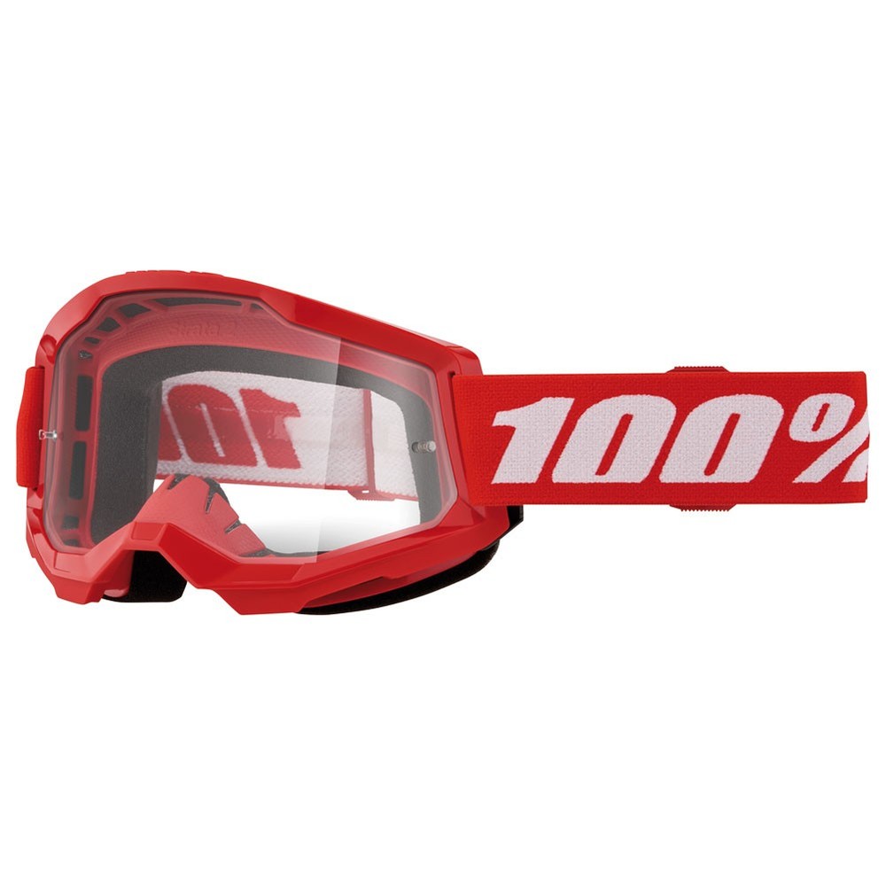 100% Strata 2 Goggle Red Frame/Clear Lens
