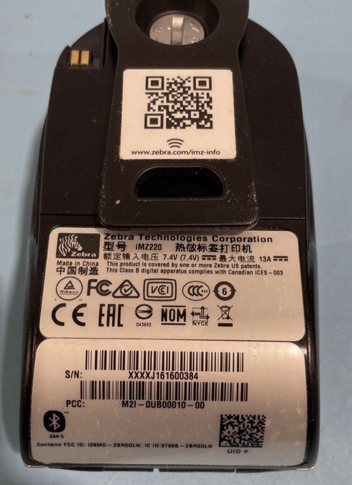 Zebra iMZ220 Mobile Printer | M2I-0UB80010-00 | Bluetooth Receipt Label Printer