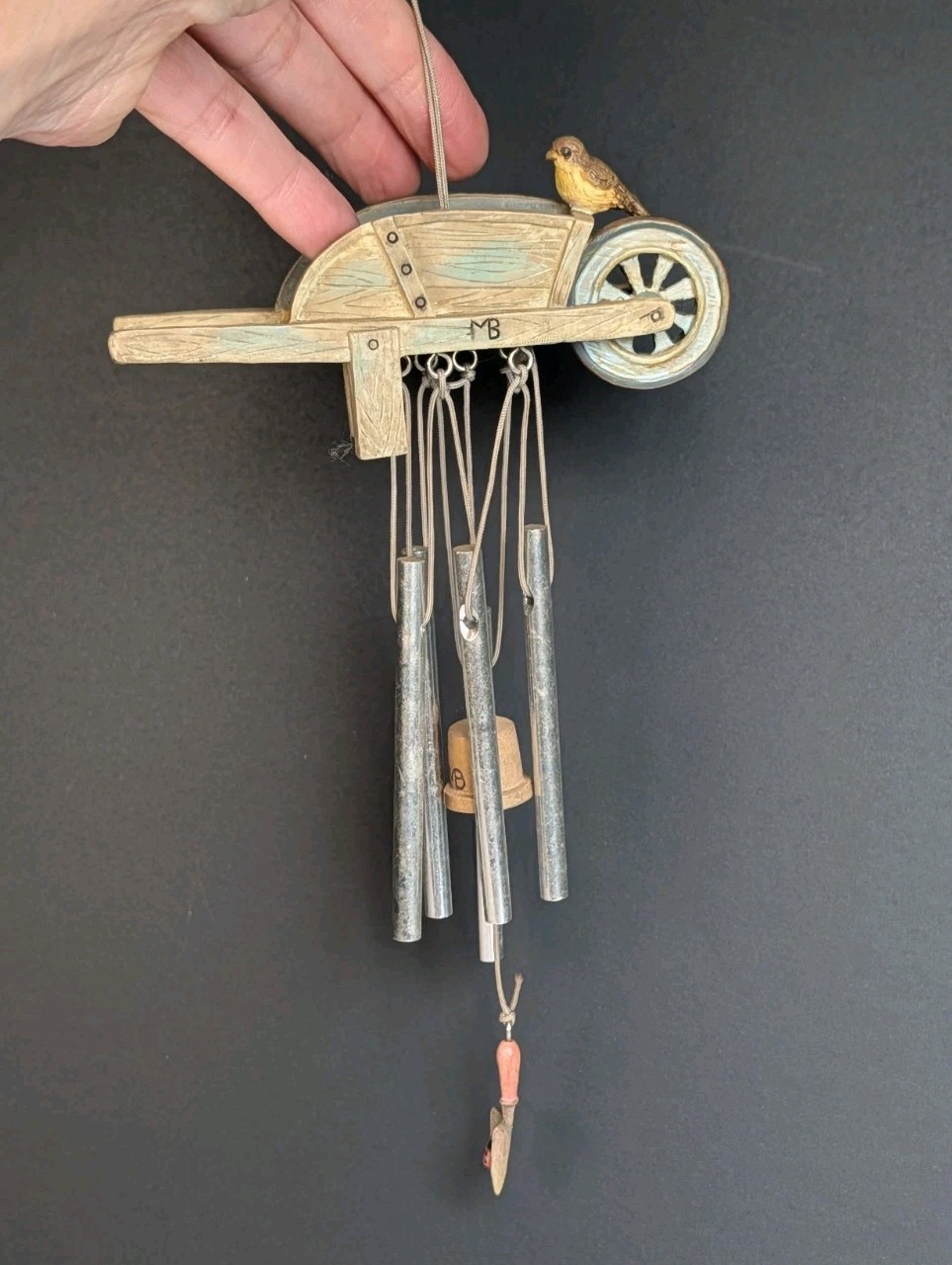 Marjolein Bastin Sketchbook Birds in a Flower Basket Wind Chimes Resin & Metal