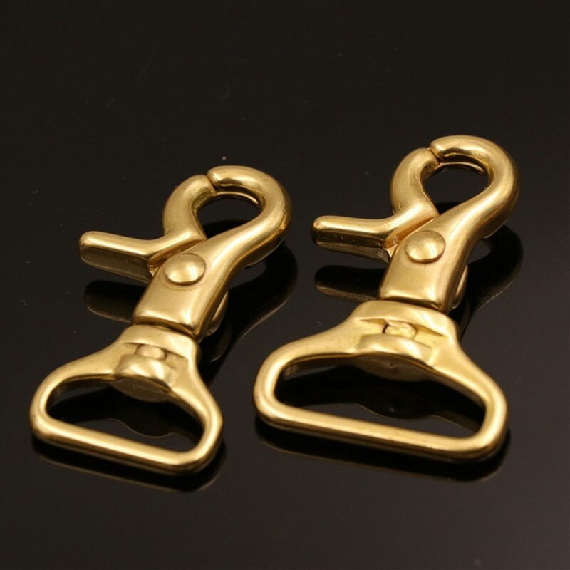 4pcs Solid Brass Trigger Clips Swivel Eye Bolt Snap Hook Lobster Clasps Leather