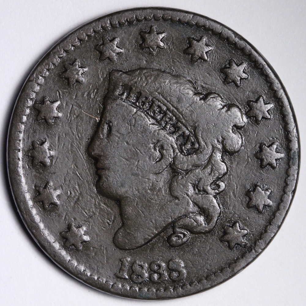 1833 Coronet Head Large Cent E103 ZNE