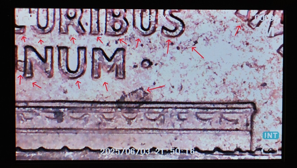 2001 Penny Multi Strike Error Double Die, Die Cracks, Initials Obscured