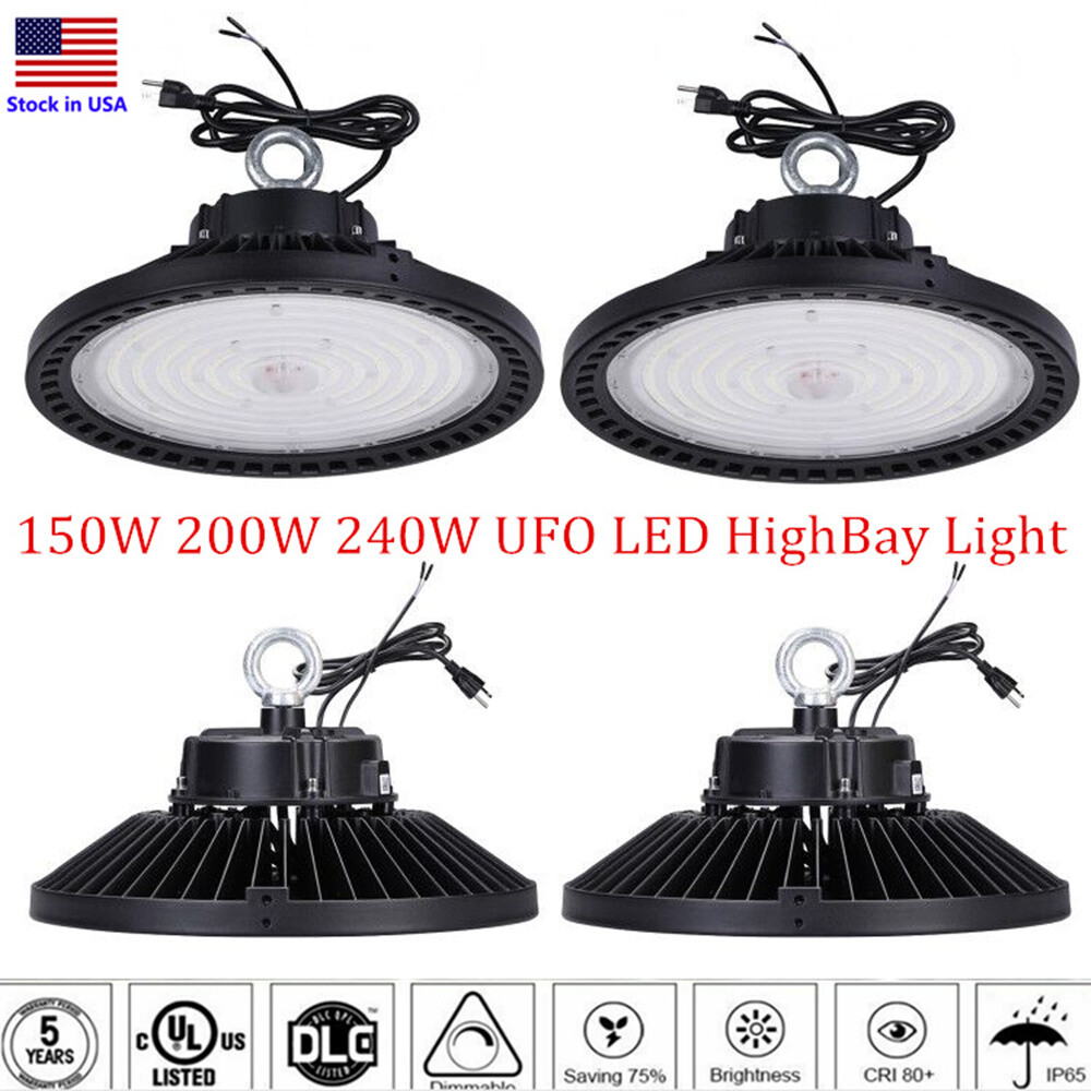 Dimmable UFO High Bay LED Light 240W 200W 150W LED Commercial Warehouse Lighting