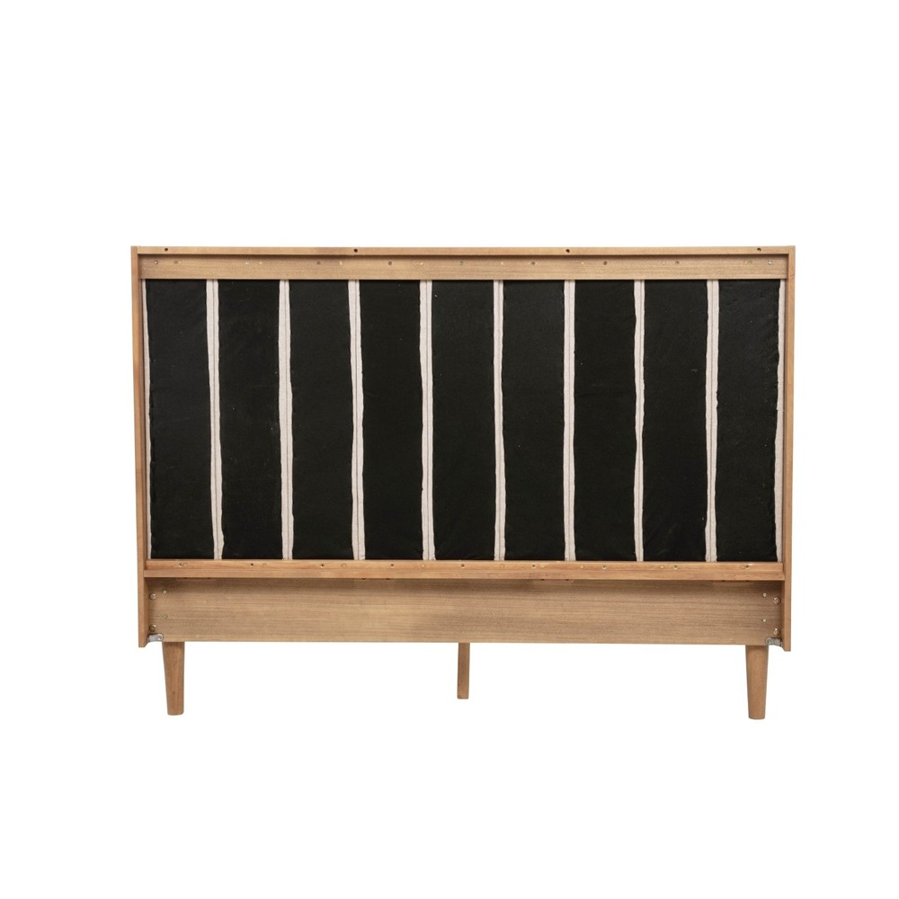 Queen/King Size Solid Wood Platform Bed Frame w/ Upholstered Headboard Wheat