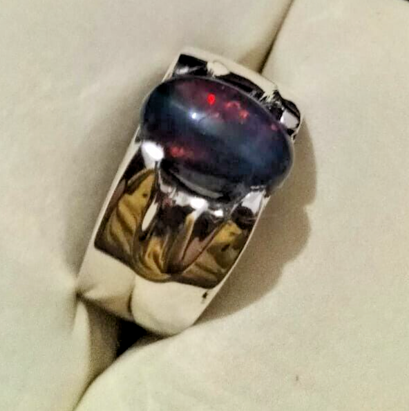 Natural Black Opal Ring Multi Color Black Opal Gem Handmade Ring Opal Gift Ring