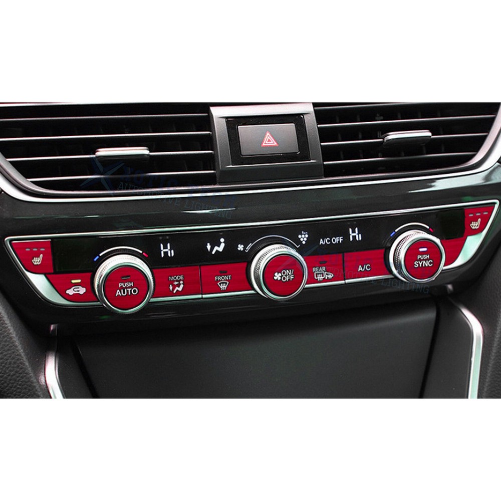 11x Red Aluminum Center Dashboard Button Switch Panel For Honda Accord 2018-2022