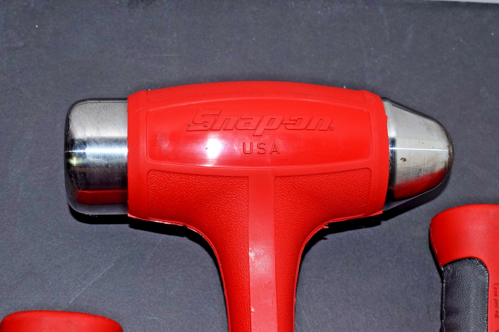 Snap-On RED 3pc Ball Peen Soft Grip 24 32 40oz Steel Face Dead Blow Hammer Set