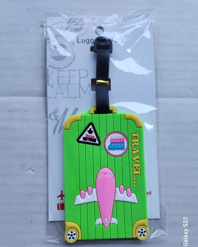 2 Pack Travel Luggage Tags - Includes ID Insert - Adjustable strap - Neon Pink
