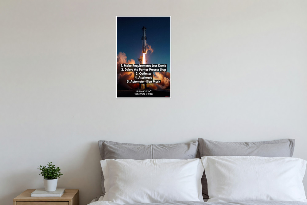 Elon Musk Engineering Principles Rocket Launch 12x18 Poster