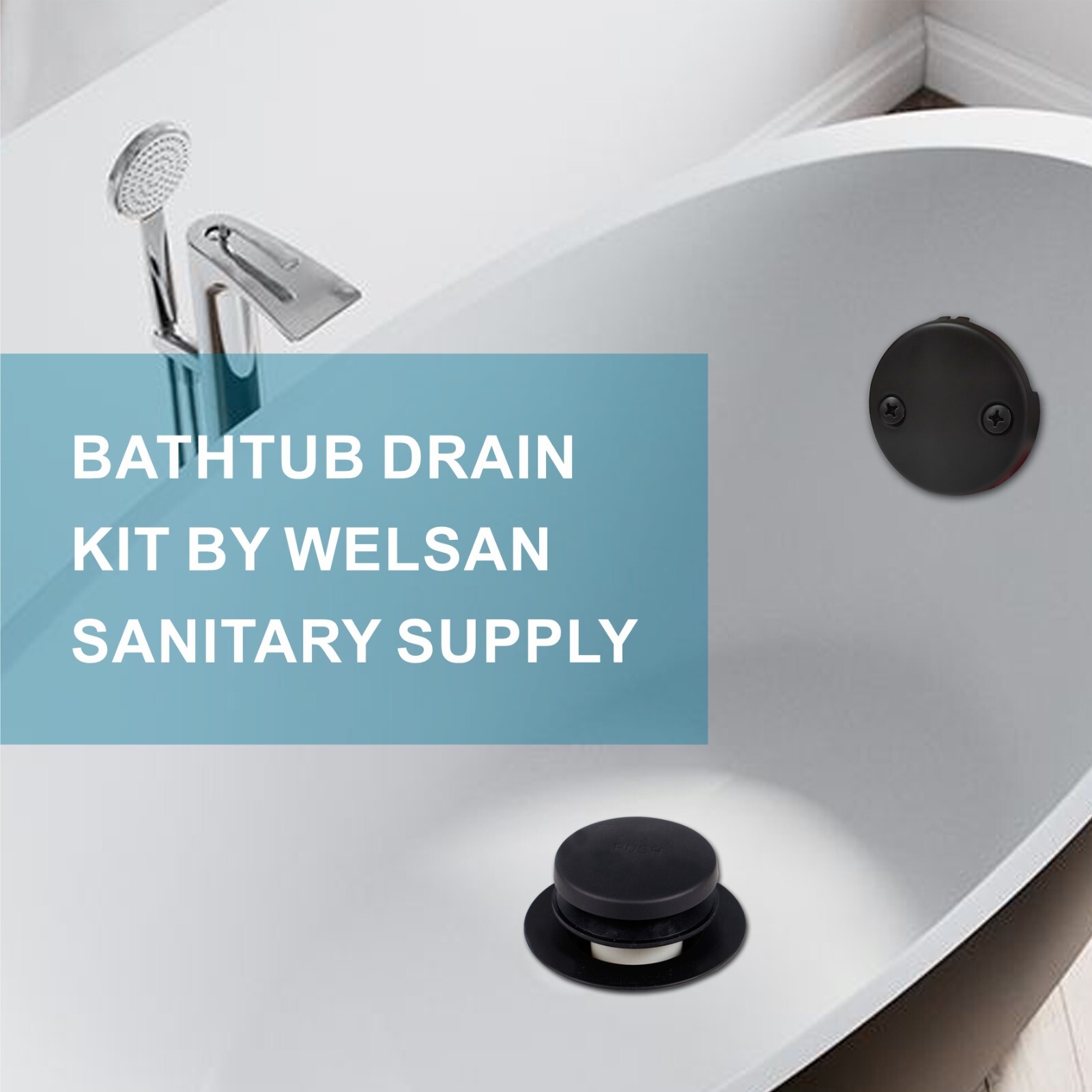 Black Tub Drain Tip Toe Bathtub Trim Set Conversion Kit 2hole overflow Faceplate