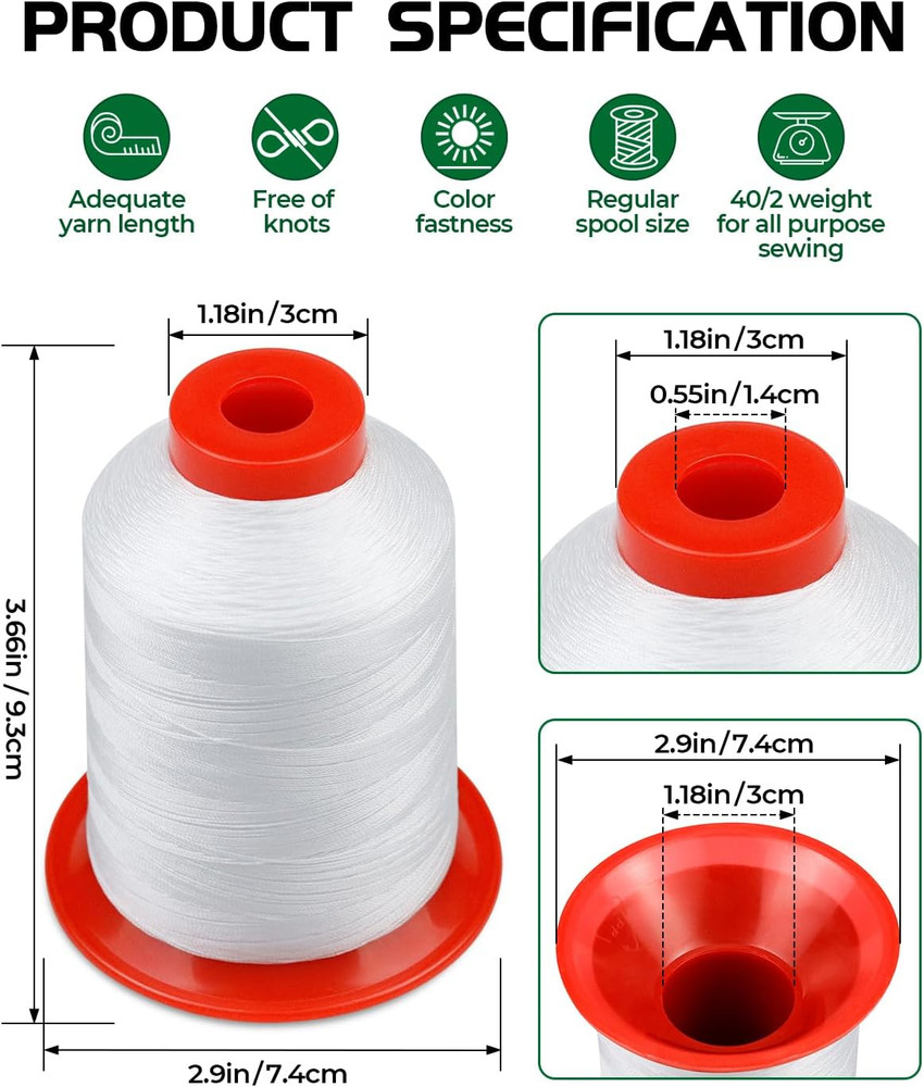 Extra Strong Upholstery Thread,White 1000 Meters Bonded Nylon Thread for Deni...