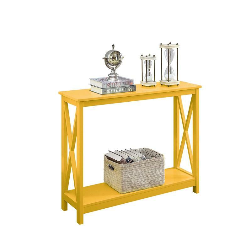 Pemberly Row Transitional Console Table in Yellow Wood Finish