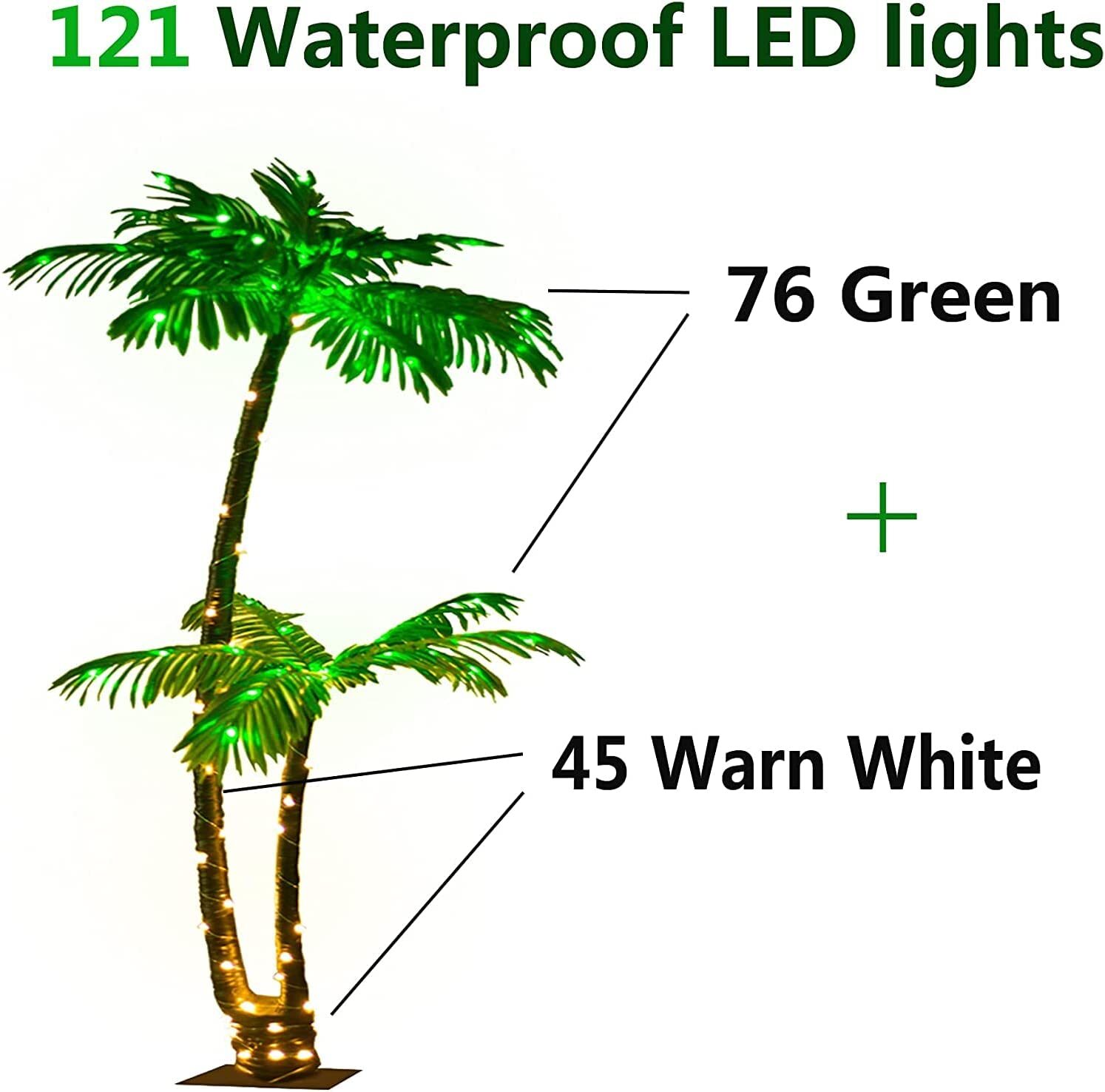 6FT Artificial Lighted Palm Tree Light Up Tree for Outside Patio Bar Indoor
