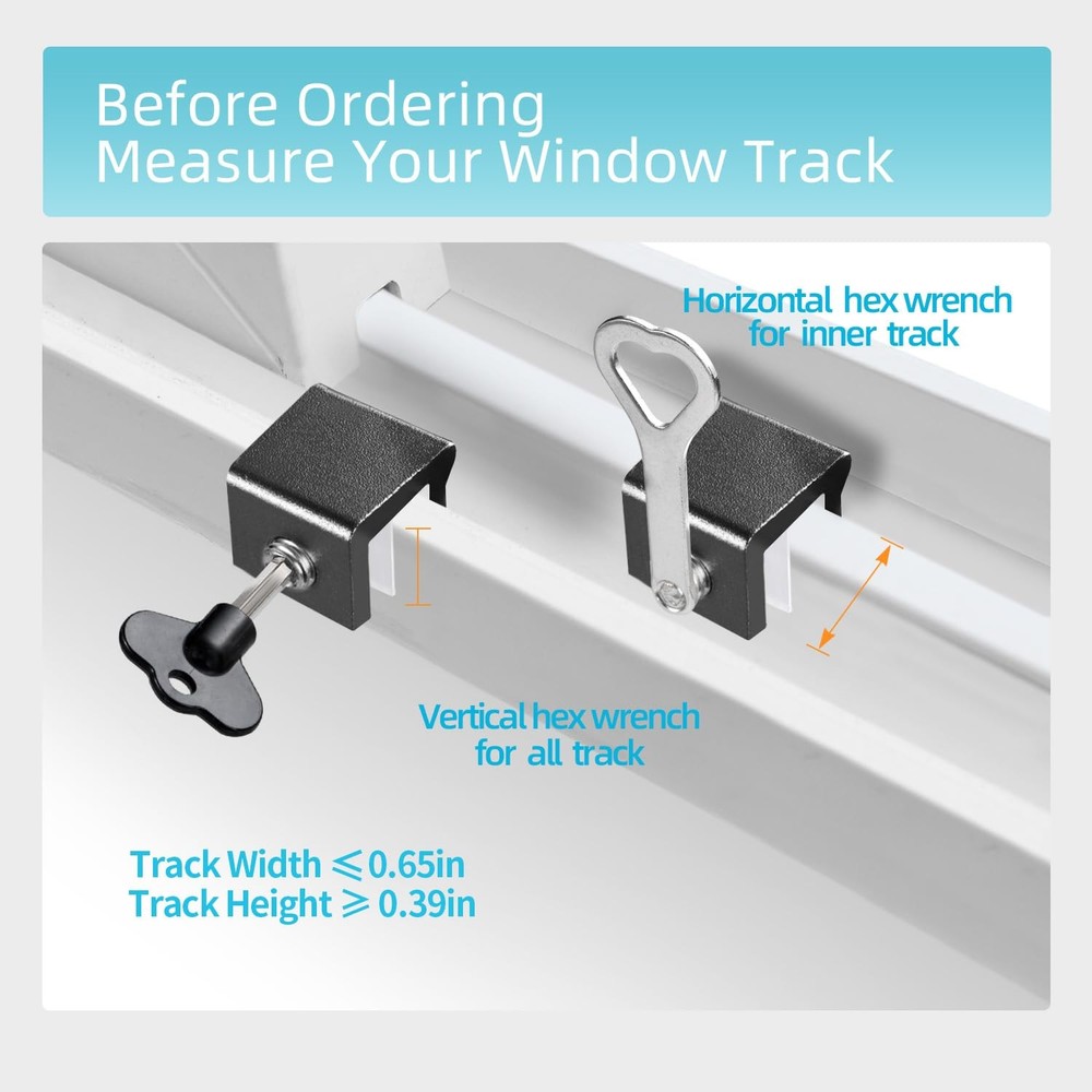 PINGXNG Window Locks for Up and Down Windows 4 Pack 4 Sets small, Black