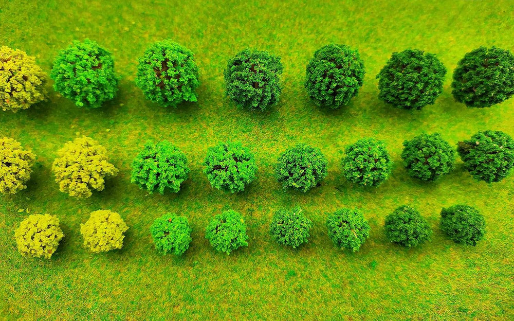 24Pcs Mini Model Trees Mixed Bush Trees Vegetation Groups Shrubs for Model Tr...