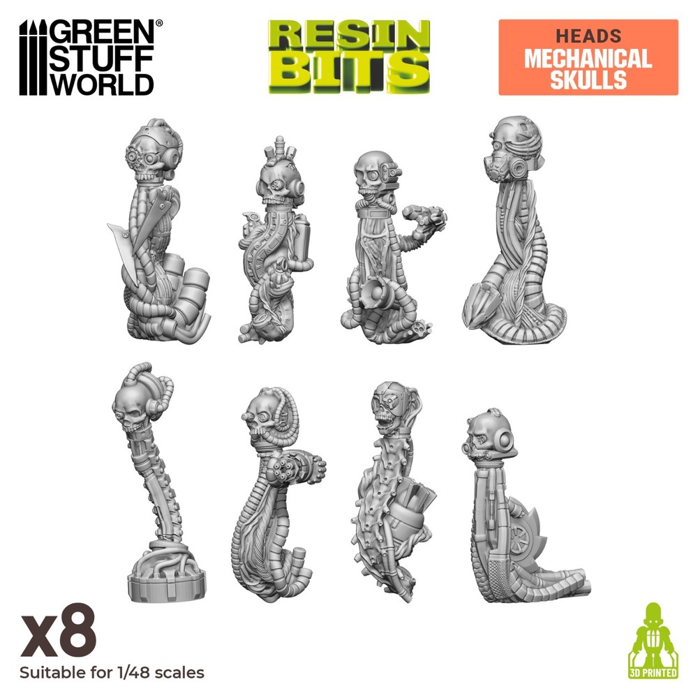 3D printed set - Mechanical Skulls - Scatter Scenery Miniature servocranes