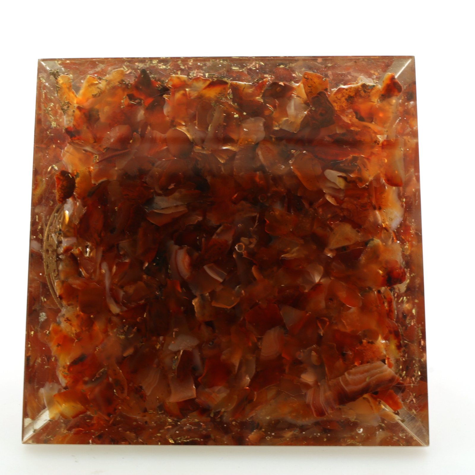 Natural Carnelian and Selenite Orgone Pyramid XL 75mm 3 inch EMF & 5G Protection