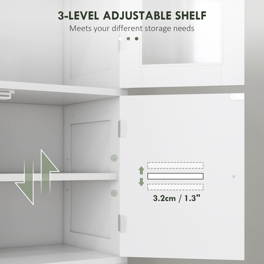 Tall Bathroom Storage Cabinet with 6 Doors, Adjustable Shelf