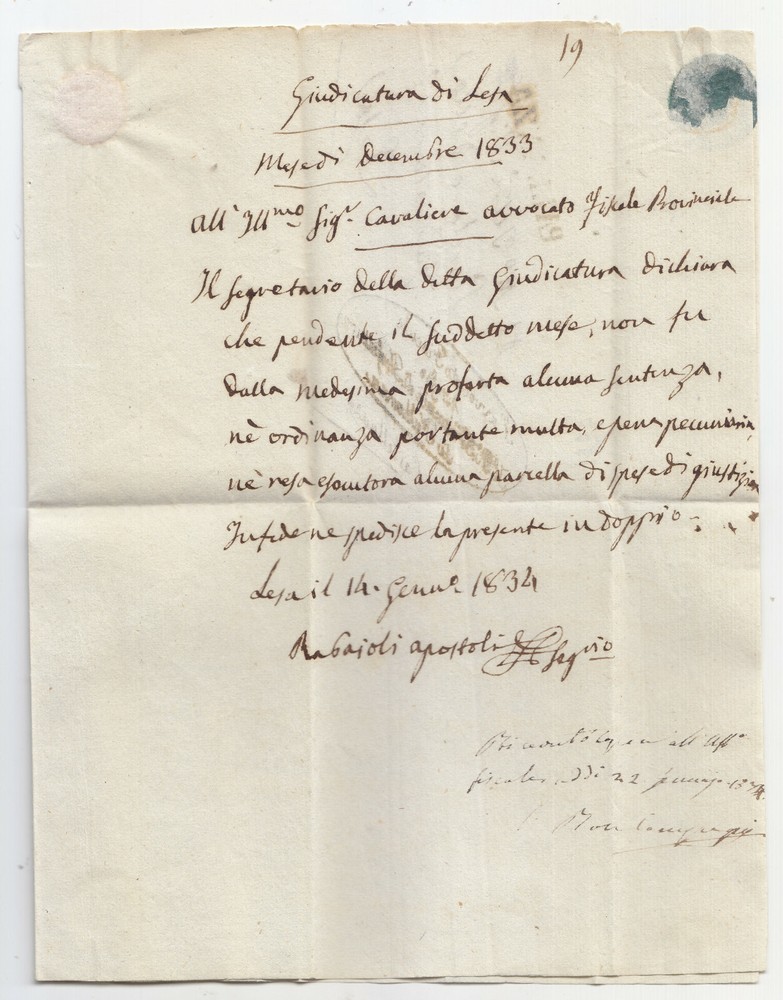 PP310-PIEMONTE-PREF.LESA X PALLANZA 1834