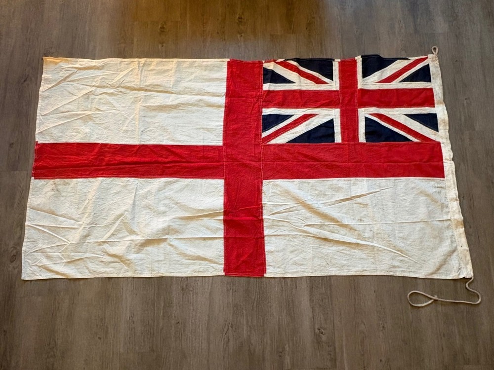 WWII BRITISH NAVAL ENSIGN FLAG SEWN EXAMPLE.