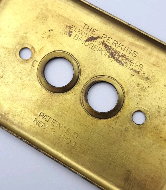 Vintage Push Button Light Switch Wall Plate Covers Rectangle Brass Hardware