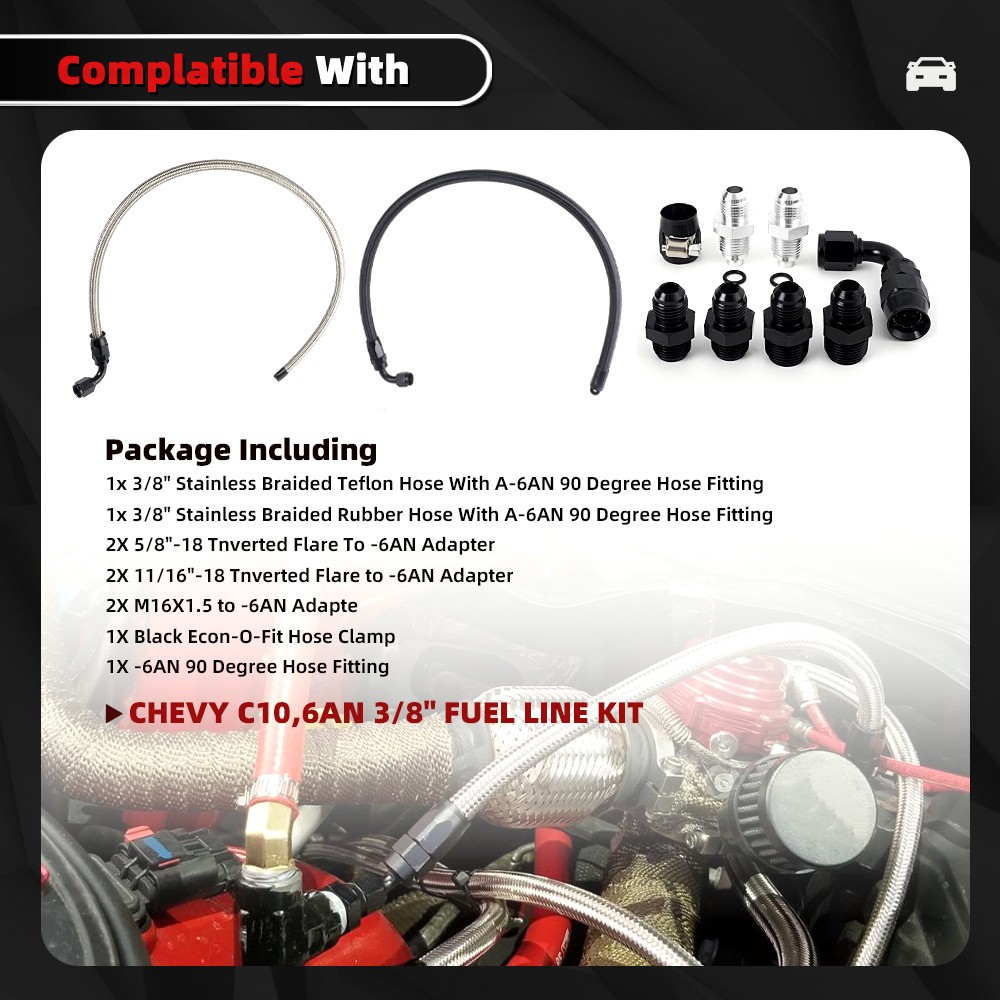Universal 6AN Power Steering Pump Hose Kit For GM LS Swap Pressure Return Line