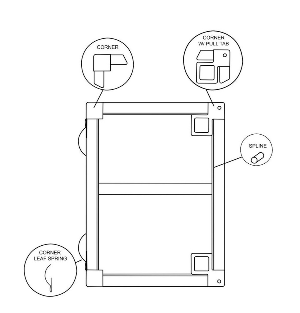 Square Cut With Lift Tab Plastic Screen Frame Corner 5/16”x3/4”