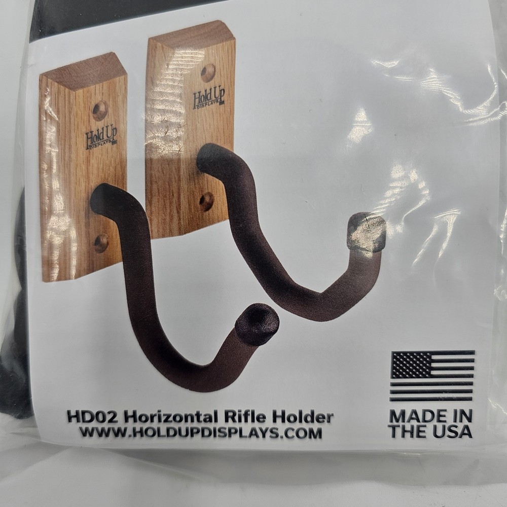 Gun Rack Rifle Stand Horizontal Wall Mount Hanger Firearm Storage Cherry Wood