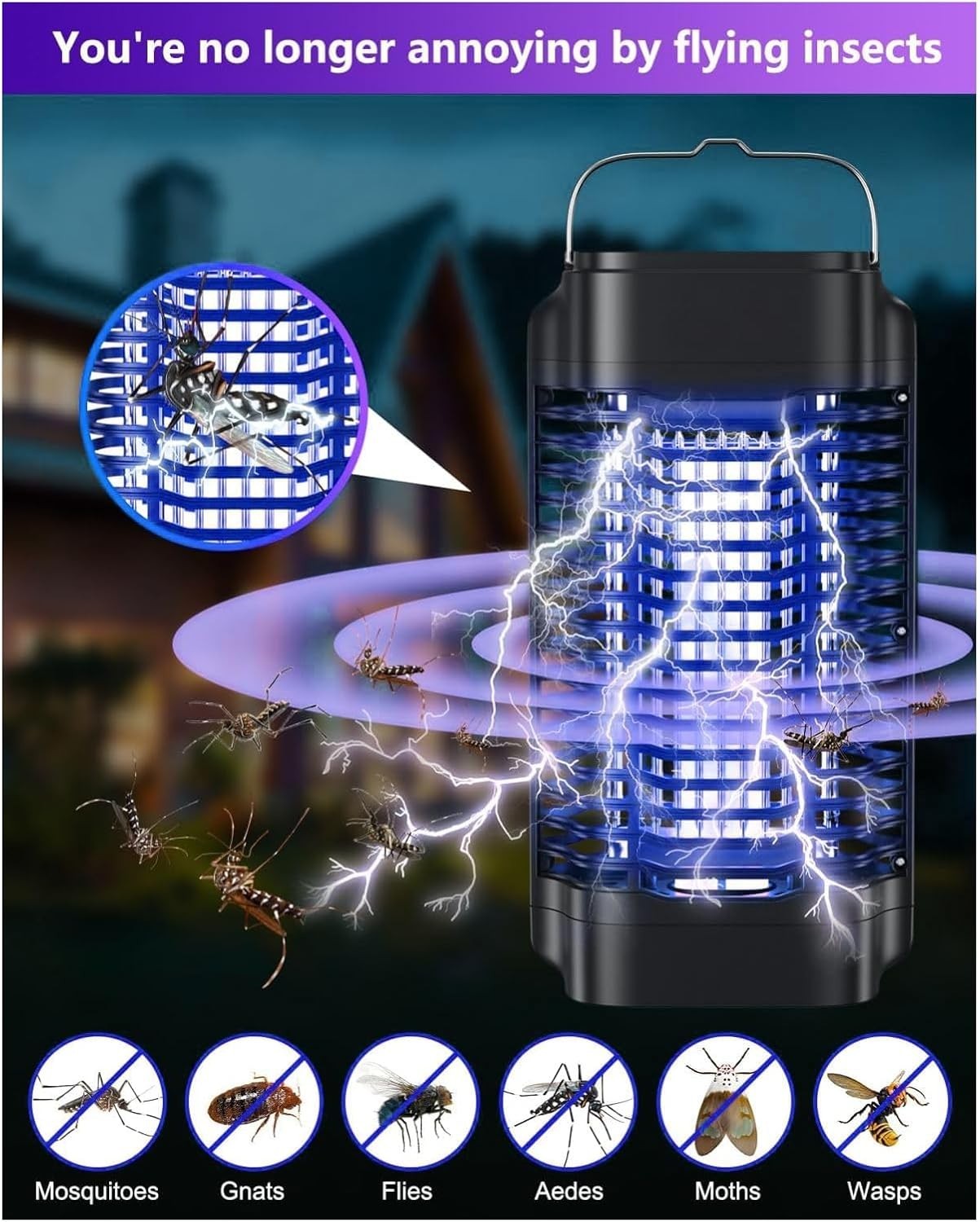 4200V Electric Mosquito Zapper Mosquito Trap Waterproof Fly Traps Mosquito