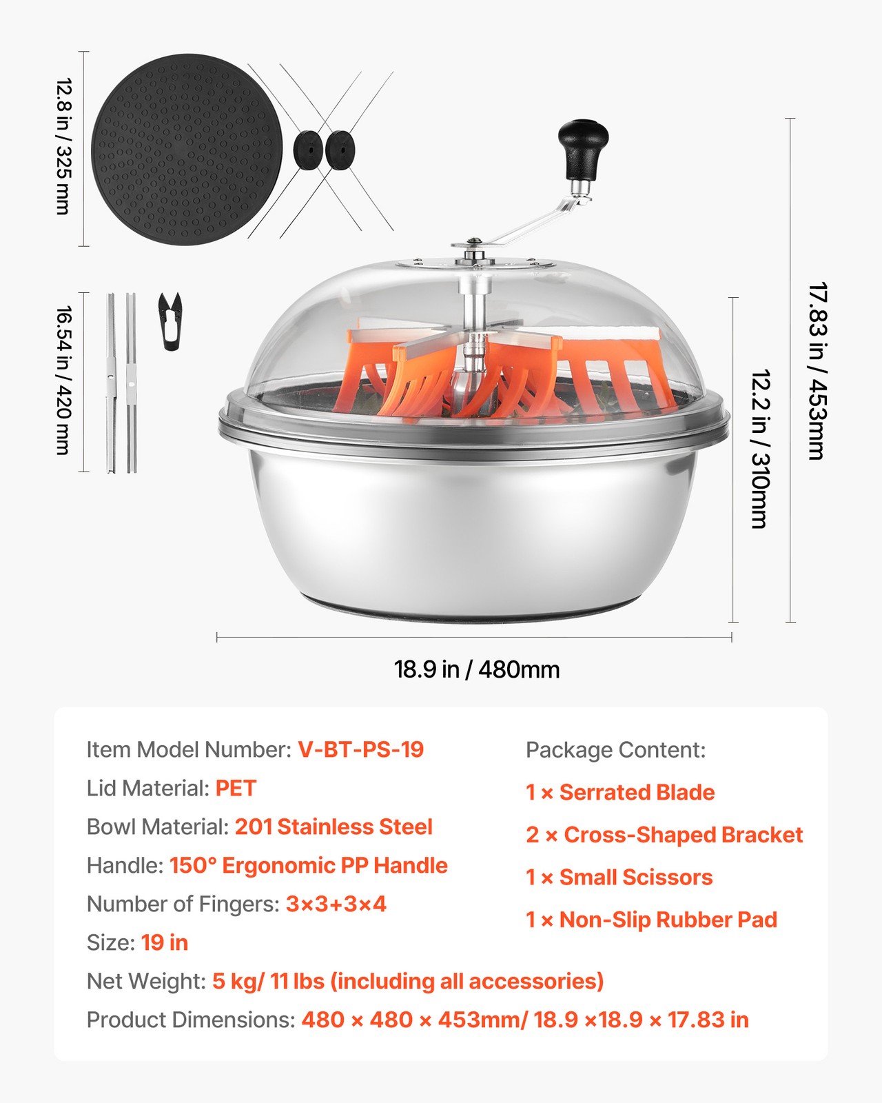 VEVOR 19" Manual Bud Leaf Trimmer 19 inch Bowl Hydroponic Bud Trimming Machine