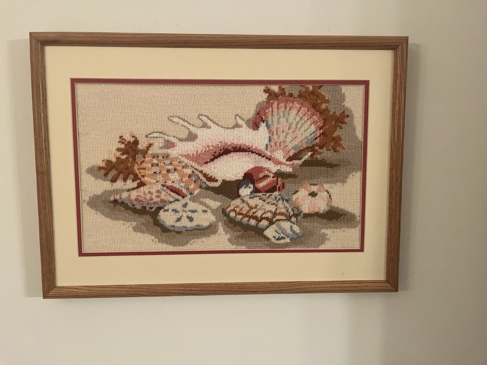 Vintage Needlepoint Picture "Shell Collection"