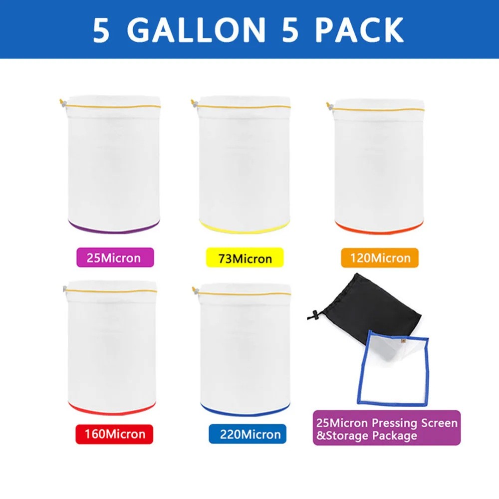 All Mesh Bubble Hash Extraction 5 Bag Kit- 5 Gallon Reusable USA SELLER