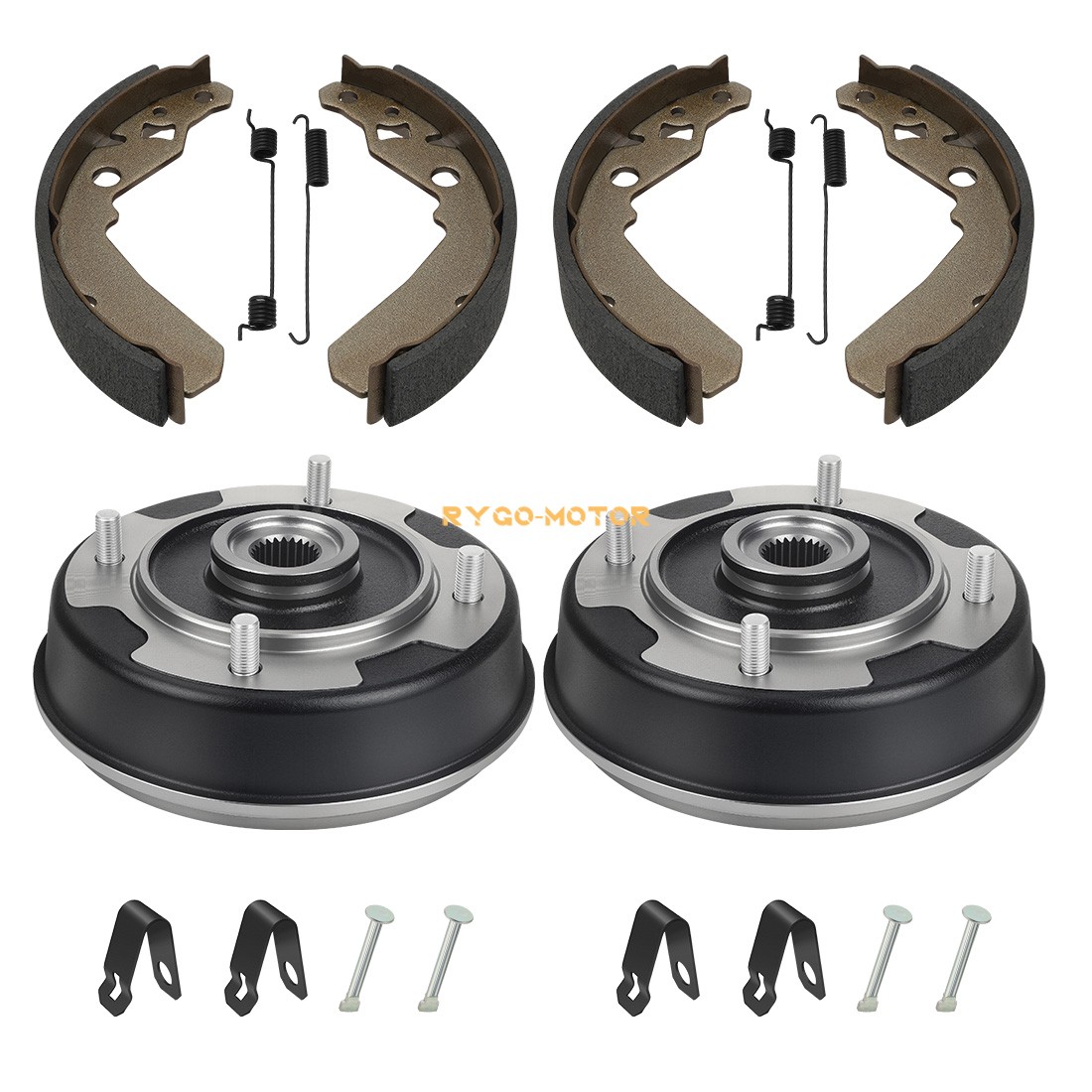 Rear Wheel Brake Drum & Brake Shoes 2SET for Kawasaki Mule 550 KAF300C 1997-2004
