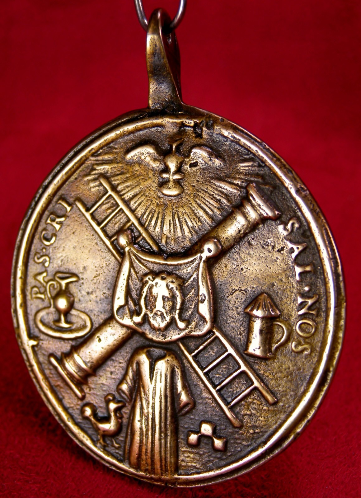 Antique 18th Century Veil of Veronica Holy Spirit Christ Passion Symbols Medal