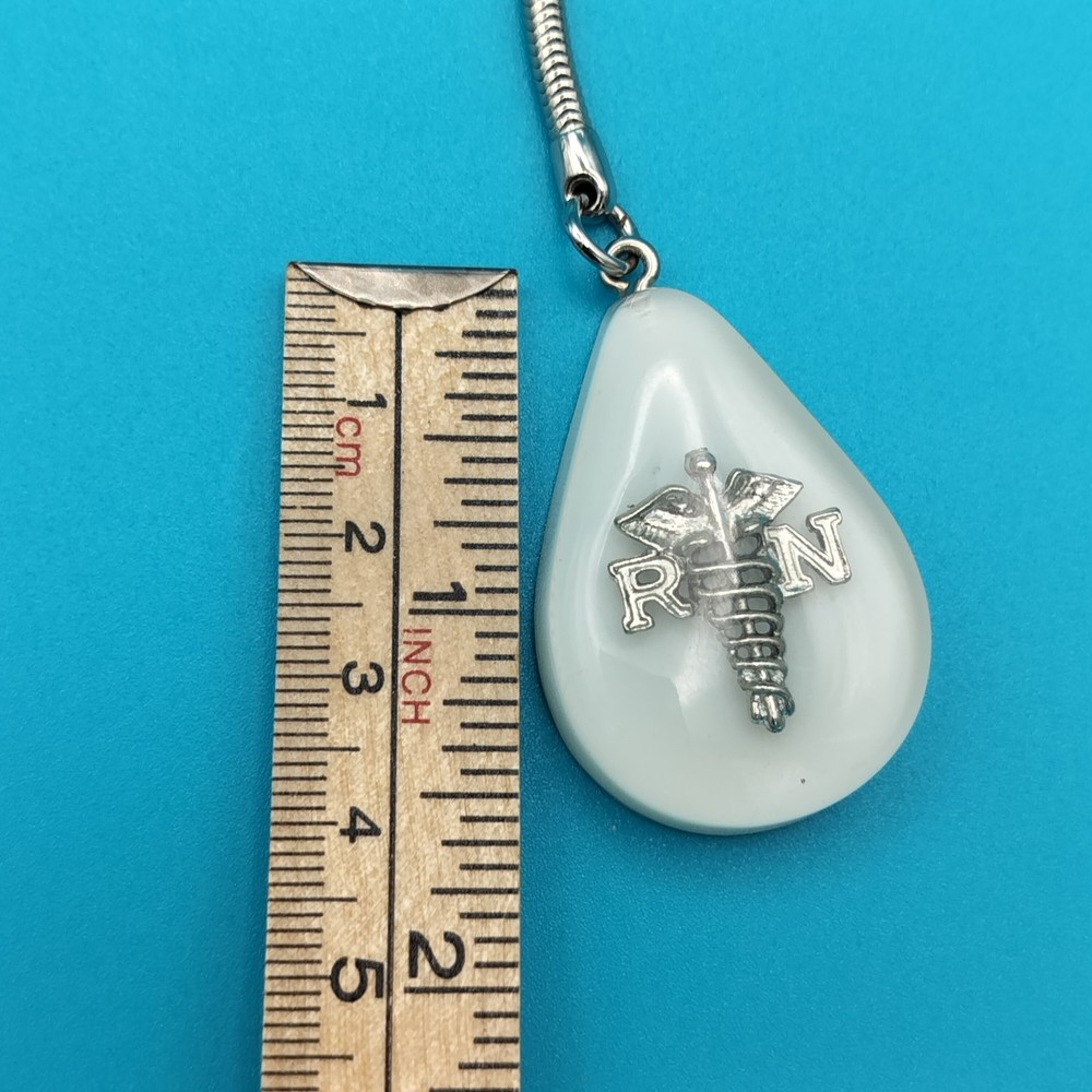 RN Caduceus Keychain Metal Split Ring Teardrop Key Ring Nursing