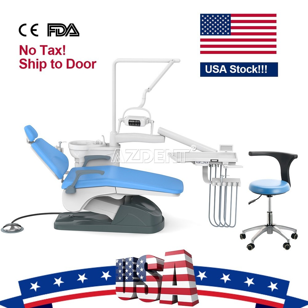 Dental Unit Chair DC Motor Computer Controlled & Air Compressor Rolling Trolley