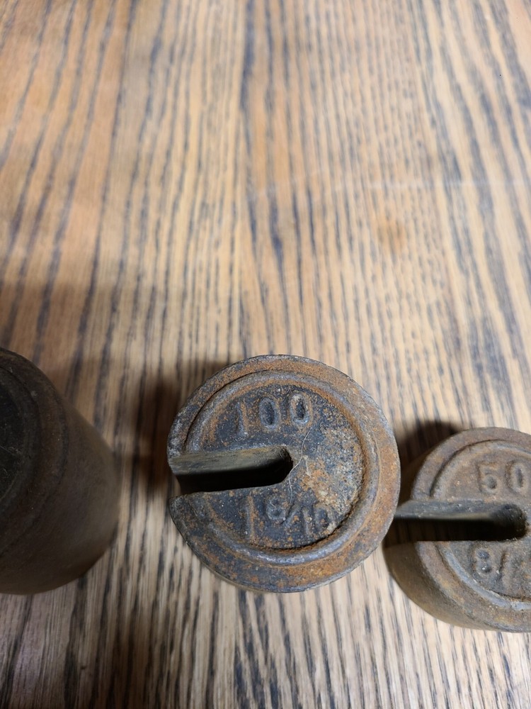 Vintage Scale Weights Cast Iron Antique
