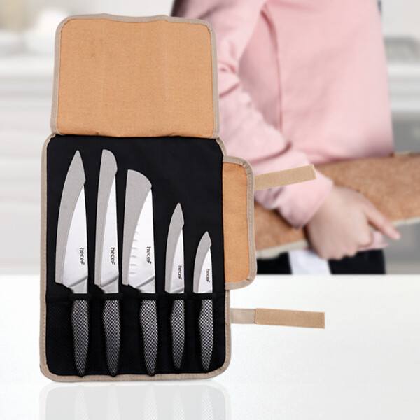 Hecef 11Pcs Knife Set Stonewashed Rustproof Stainless Steel Sharp Cutting Knife
