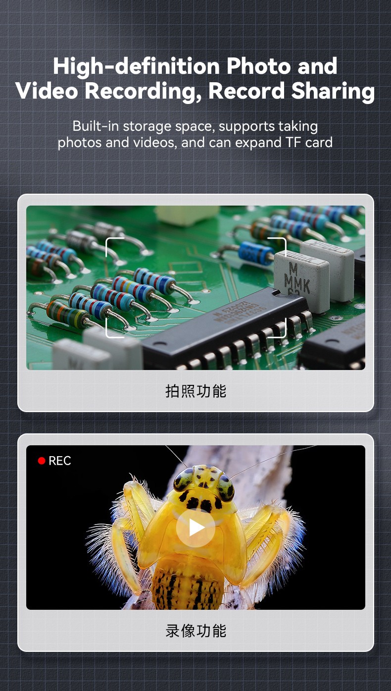 500X Digital Microscope 1080P 2.0inch Video Coin Microscop with Magnifying Glass