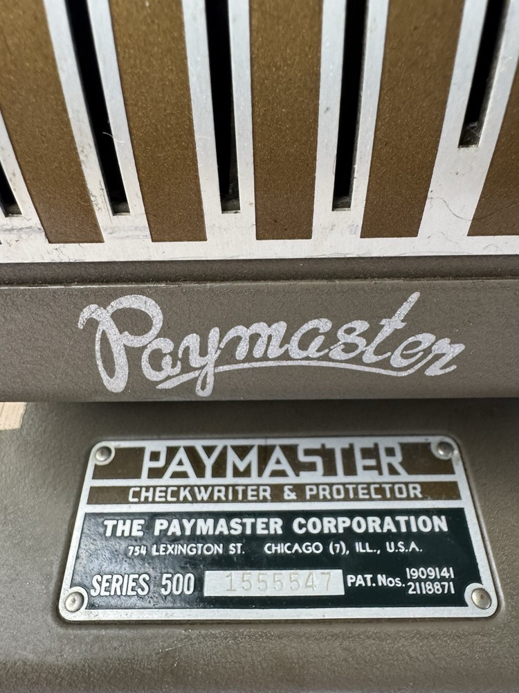 Vintage Paymaster Check Writer Protector Series 500 Hand Crank Check Imprinter