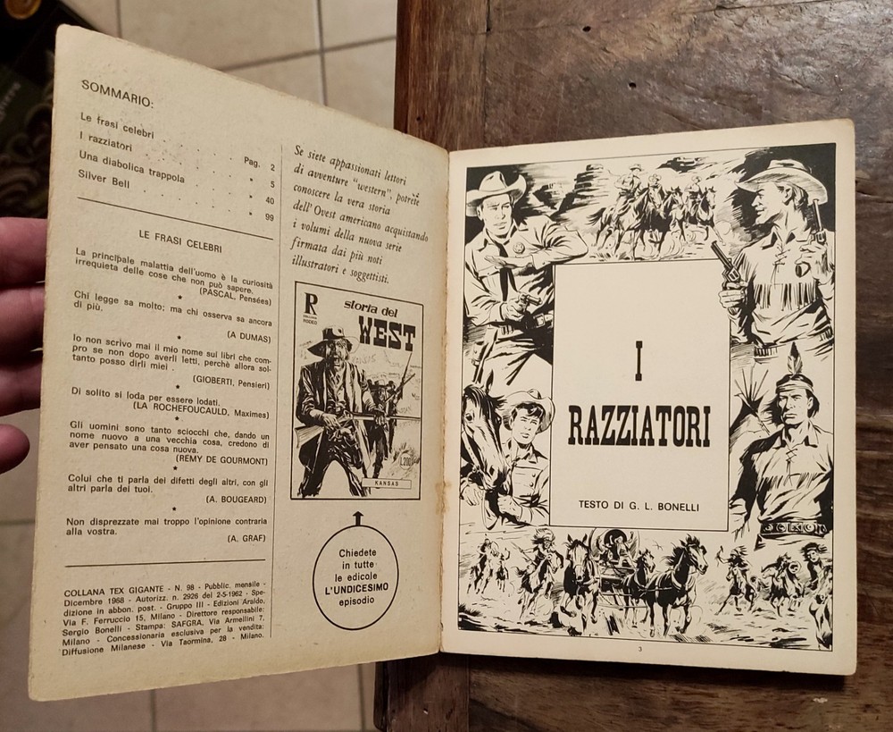 Comic TEX 98 I RAZZIATORI 1968 First Edition Bonelli Read Description