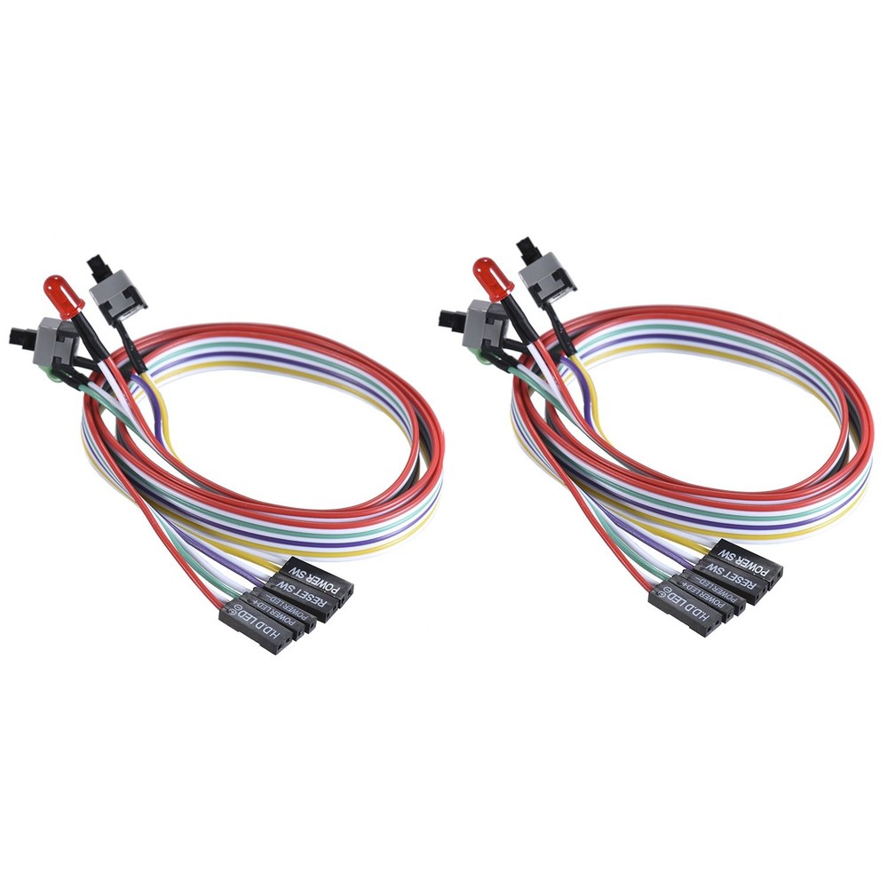 2 Pack 2-Pin PC Power Switch Cable 27-inch Desktop On Off Reset Push Button A...