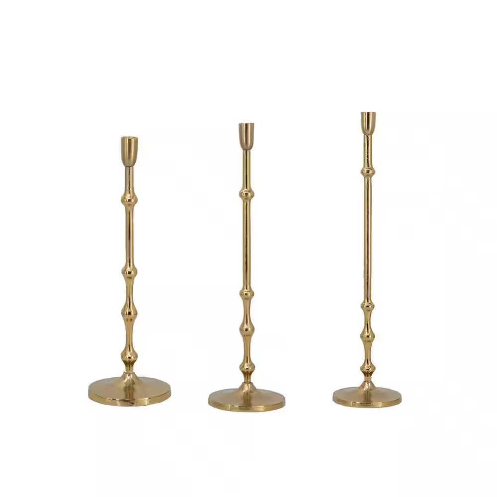 Transitional Glow Series Bronze Aluminum Taper Candle Holders 3-Pack
